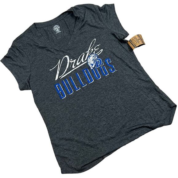 Rivalry Threads Drake Bulldogs Gray V-Neck Short Sleeve T-Shirt - Large - NWT - Picture 1 of 7